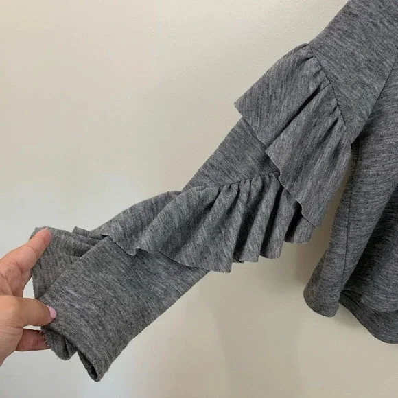 Leith Sweater Ruffle Sleeve High Low Cowl Neck - Picture 4 of 7